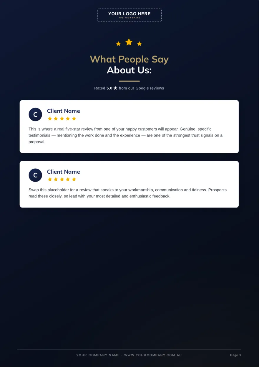 Page 9: What people say about us: Google reviews